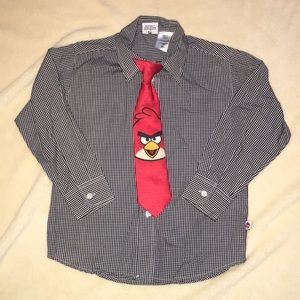 Angry Birds Button Down Shirt with Clip-on Tie